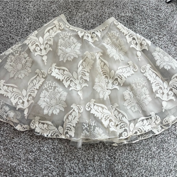 Baraschi Ethereal Romanric Fairy Embroidered Ivory A-Line Tulle Skirt Sz 6 - Picture 4 of 8